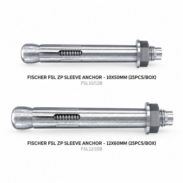 Fischer FSL ZP Sleeve Anchor – Various Sizes